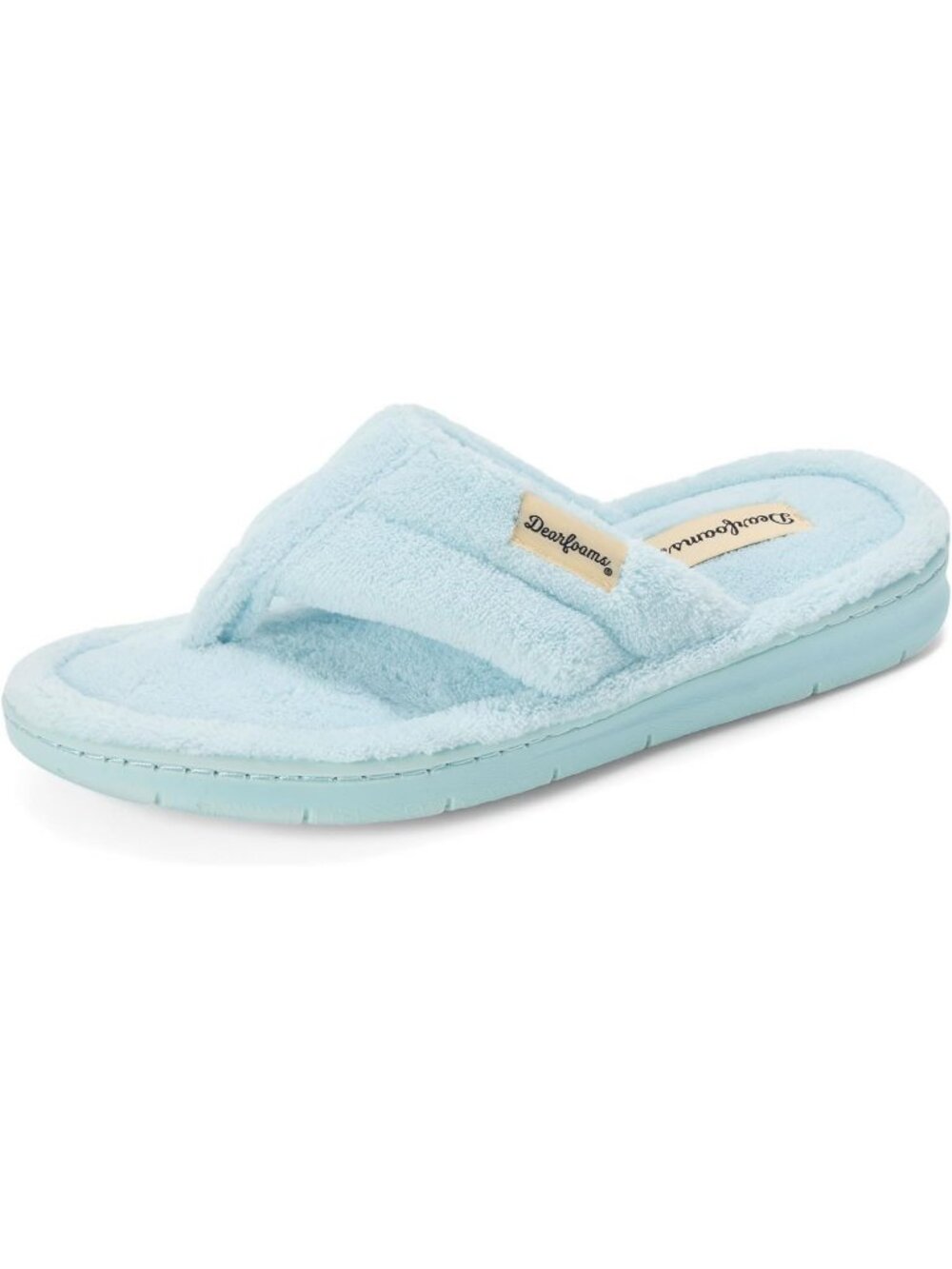 Women's Blue Wash Melanie Colorblocked Microfiber Terry Thong Slipper Shoes